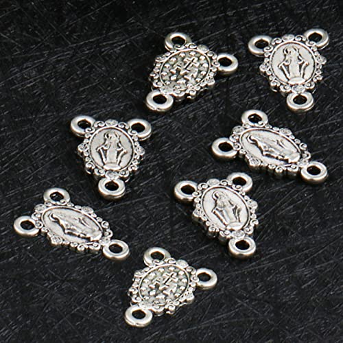 COTTVOTT St Benedict,Our Lady of Guadalupe Medal for DIY Jewelry Making,Virgin Mary Christ Jesus Rosary Center Connection Part - color: 30pcs-Floral Grace Mary Medal