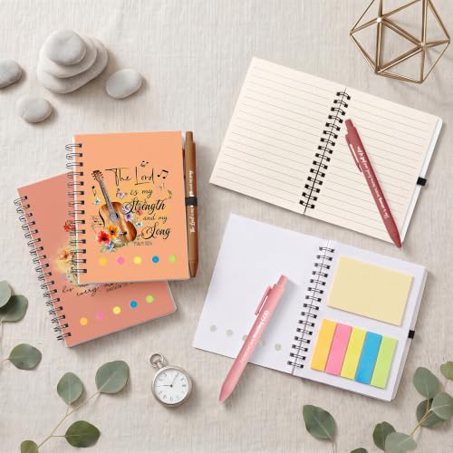 Sprial Notebooks with Pens Bulk, 48 Pack, 5.5 x 4.7 Inch, Rustic - color: Vintage Floral Bible Quotes