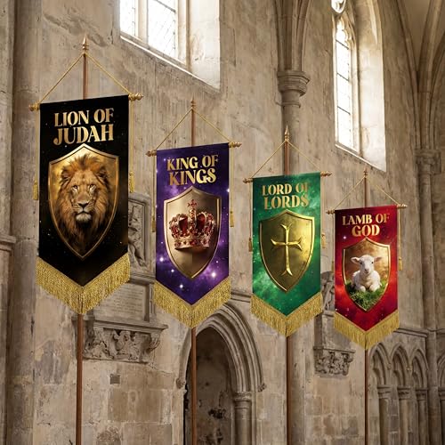 Hosuly 4 Pcs Religious 2 X 6 Feet Fall Church Banners for Sanctuary - size: 2 x 6 Feet, style: Religious