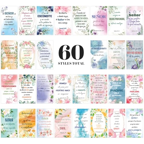 240 Pcs Spanish Bible Verse Cards Greeting Christian,Flower - style: Flower