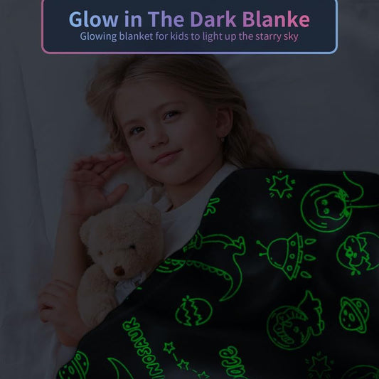 Personalized Dinosaur Blanket for Boys - Glow in The Dark, Soft Fleece Throw for Kids, Toddlers - Birthday Gift, 30"x 40" - color: Dinosaur 1, size: 30"x 40"