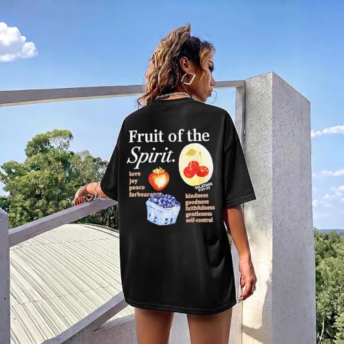 Women Christian Shirt Jesus T-shirt Fruit of The Spirit Bible Verse Tee - size: Medium
