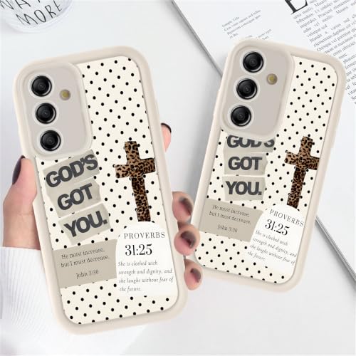 Christian Case for Samsung Galaxy S25 5G Jesus, God Aesthetic Cheetah Bible Verse Polka Dot Cross Pattern, Leopard Print Design Phone Cover, Soft TPU Protective Shell for Samsung S25 6,2" - color: Bible Verse