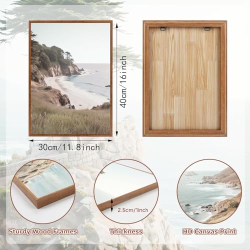LHIUEM Coastal Seascape Framed Canvas Wall Art set of 3(12”X16”)beauty steep Cliffs Beach Wall Decor,coastal palm tree Painting,Natural Ocean Pictures,Modern beach wave Artwork for Bedroom,Dining Room - color: Seascape