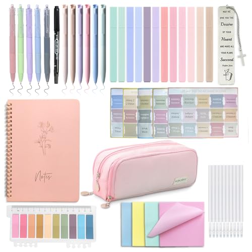 SHINYHARBOR 47PCs Pink Study Bible Journaling Kit for Women Teen Girl - color: Pink