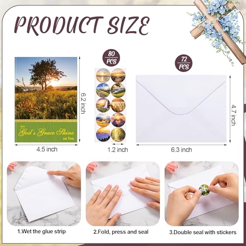 Motiskyy 72 Pack Religious Get Well Cards Bulk with Envelopes Stickers Christian Get Well Soon Greeting Cards with Scripture Encouragement Blessing 4.5 x 6.2 Inch(Landscape) - style: Landscape