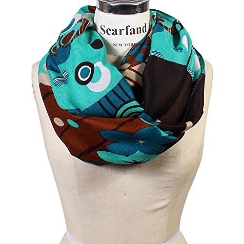 Scarf& Scarfand's Vibrant Colored Artistic Painting & Graphic Print Infinity Fashion - color: Flower Mint