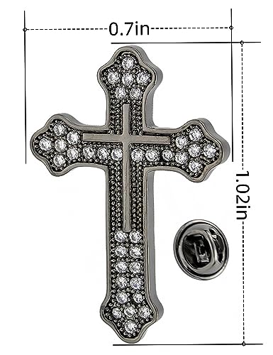 Women's Cross Brooch Lapel Pin Faith Fashion Jewelry - color: Gray-black cross brooch