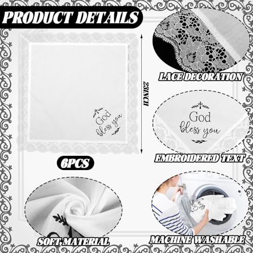 6 Pack 23'' Women Church Lap Scarf - color: White, style: God Bless You
