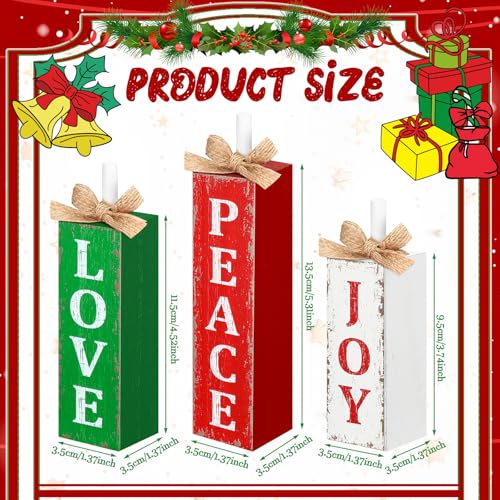 Cinnvoice 3 Pcs Christmas Table Decorations for Home, Joy,Peace,Love - style: Vintage