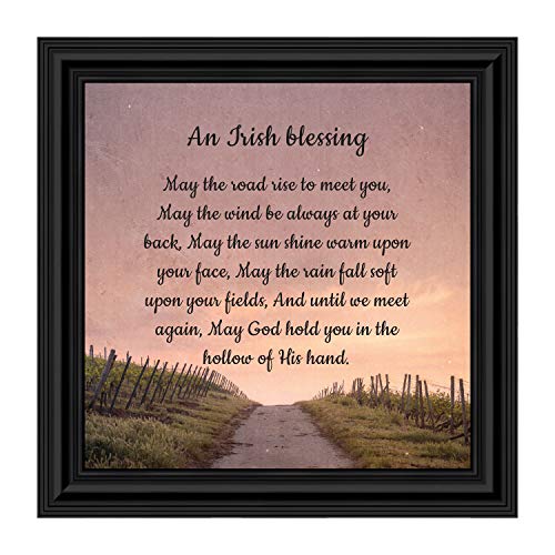 Irish Blessing Wall Decor - May the Road Rise Up to Meet You - Celtic Home Blessing Sign, Gifts for Women, House Warming Presents for New Home 8643B - color: Black