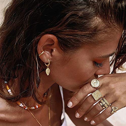 MYEARS Women Earrings Gold Huggie Hoop Dangle Drop 14K Gold Plated Small Simple Hypoallergenic Everyday Jewelry - style: Inverted Waterdrop