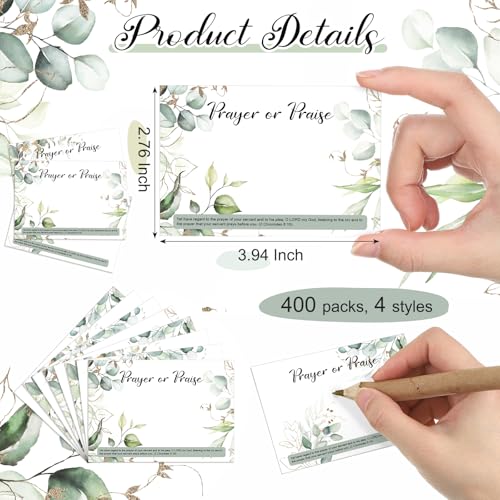 400 Pcs 3 x 4 Inch Prayer Request Cards Bulk, Greenery