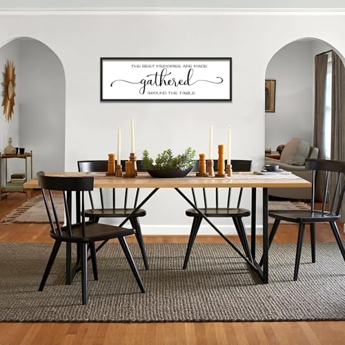 The Best Memories Are Made Gathered Around The Table Wall Decor: Farmhouse Kitchen Wall Art Framed Large Rustic Kitchen Sign Modern Dining Room Wall Decor Hanging Wall Plaques 16"x48" - color: The Best Memories Are Made Gathered Around The Table, size: 16