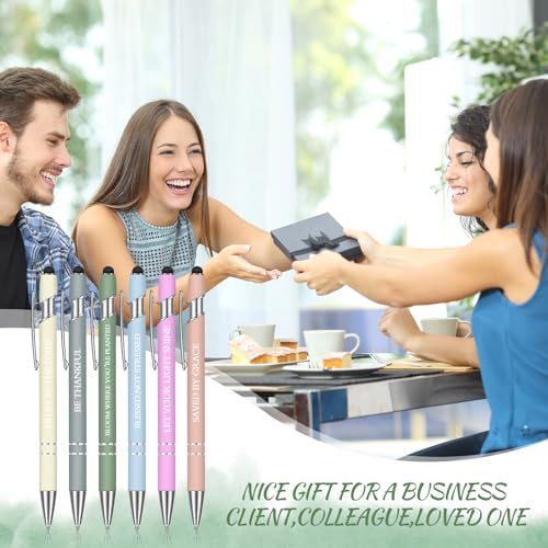 Zonon 12 Pcs Inspirational Pens, Motivational Ballpoint Pen Gifts for Women - color: Morandi, style: Bible Style