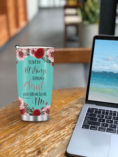 WIRESTER 20 OZ Stainless Steel Tumbler With Lid, Double Wall Vacuum Insulated Tumbler, Coffee Travel Mug Cup for Hot Cold Drinks - Christian Bible Verses Philippians 4:13 - color: Christian Bible Verses Philippians 4:13
