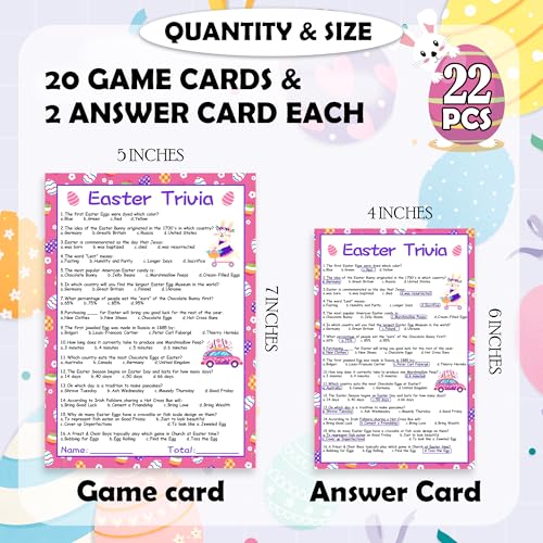 Funny Easter Trivia Game, 20 Eggs Theme Game Card With 2 Answer Cards, Easter Games For Church Activities, School Sunday School Supplies-B02 - color: Pink