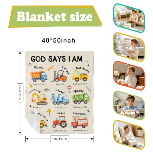 Nicetous Baptism Gifts for Boys, Construction Truck Blanket 40x50in - color: Baptism-truck