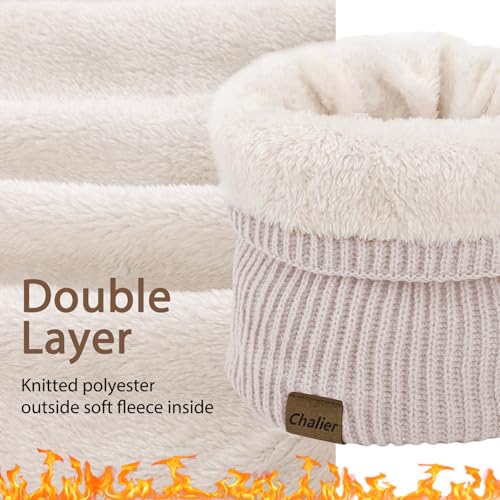 Chalier Infinity Scarf Neck Warmer, Fleece Lined Winter Scarves - color: D-blush