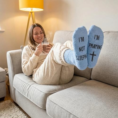 Christian Gifts for Women - Religious Gift Novelty Jesus Socks, Catholic Inspirational Faith-Based Present - color: Blue