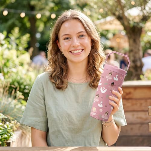 Hiboss Ballerina Gifts for Kids Girl, Pink Ballet Tumbler with Handle and Flip Straw 28oz, Insulated Stainless Steel Dance Travel Cup Mug, Dancer Birthday Gifts for Women Teens Girls - color: Ballet