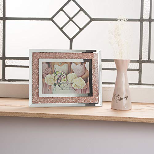 Pavilion Gift Company Glorious Occasions Pink Crystal Wedding Bridesmaids Picture Frame, 6" x 4", Peach - color: pink