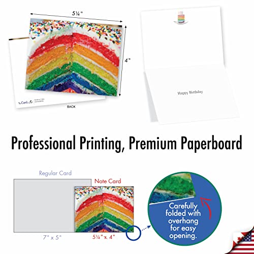 Best Card Co 20 Mini Birthday Assorted Notecards Cakes AM6565BDG-B2x10 - style: Rainbow Cakes