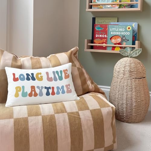 Long Live Playtime 12x20 Pillow Cover for Kids Playroom Decor - color: 02-long Live Playtime(white)