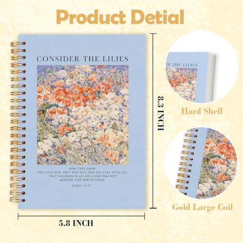 OJMFHEGEE Christian Consider The Blue Floral Spiral Notebook 5.5x8.3 in - color: Bible 2