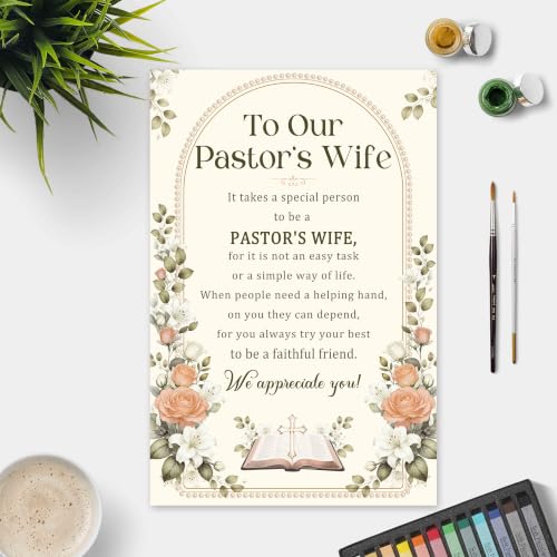Pastor's Wife Appreciation Card, Christian Thank You Greeting with Heartfelt Poem, Religious Birthday Card Gift for Woman Her Church Leader's Spouse - color: Pastor's Wife