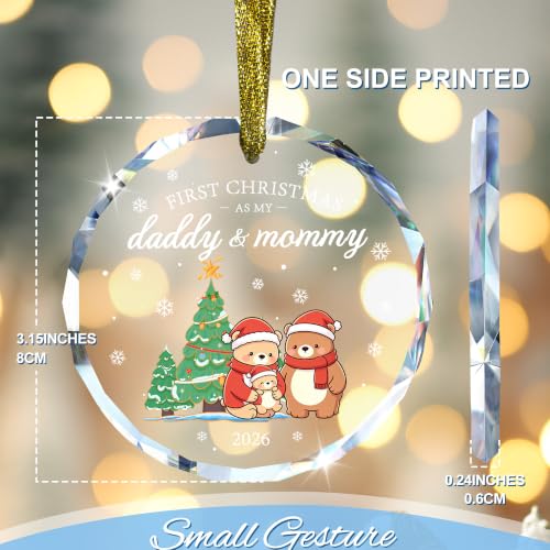 First Christmas as Daddy & Mommy 2026 Glass Ornament - style: Bear Parents
