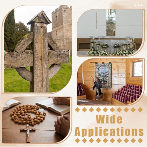 ORIGACH 2 Pcs 43 Inch Large Round Handmade Crucifix Wall Cross