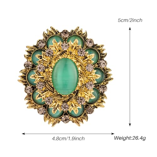 SELOVO Jewelry Victorian Style Oval Brooch Pin for Women Jewelry - color: Green