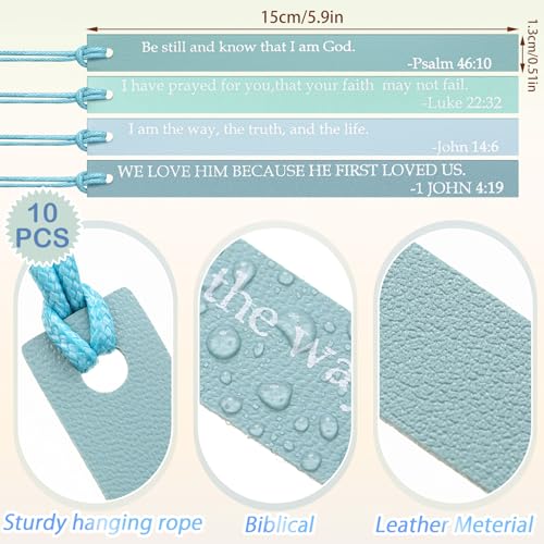 10 Pcs Christian Bookmarks for Women Leather Bookmarks, Green - color: Green