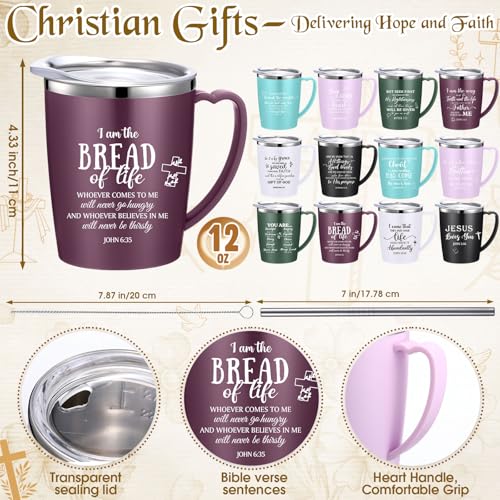 12 Pcs Christian Coffee Mugs 12 oz Bible Verse Tumbler,Multicolor - color: Multicolor