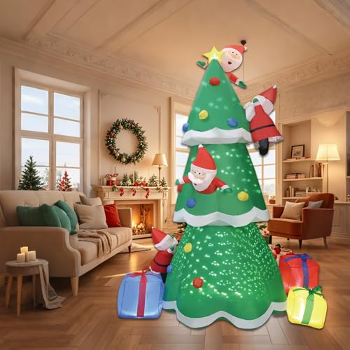 8FT Christma Inflatable Christmas Tree with LED Star & Santa Claus - Blow Up Outdoor Decor for Xmas Holiday, Waterproof Yard Lawn Decoration Indoor Party Garden Patio Hall Display - style: Christmas tree