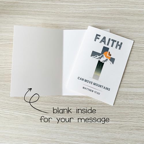 Faith Can Move Mountains Card Christian Encouragement Cards Matthew 17:20 Bible Verse Faith Greeting Gift for Friend Bestie Prayer Partner Family Coworker - color: Faith Can Move Mountains Matthew 17:20