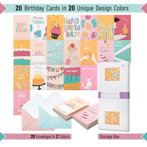 Mr. Pen- Happy Birthday Cards with Envelopes, 20 Pack, 4" x 6" - color: Marigold, size: 20 Pack