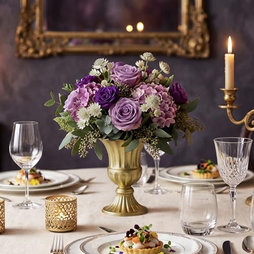 Sziqiqi Gold Metal Compote Vase, Urn Vases for Table Centerpiece, 10Pcs - color: Gold, size: 6.3in-10pcs