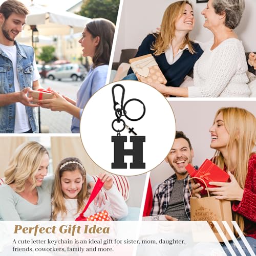 Dabihu Letter Keychain Christian Letter A-Z Alphabet Keyring for Backpack Handbag Alphabet Monogram Key Chain - color: H