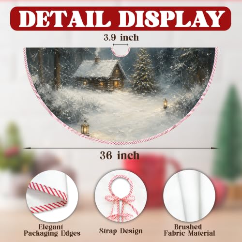 Winter Landscape Christmas Tree Skirt, Rustic Xmas Tree Skirt 530XW-TS - color: Winter-2