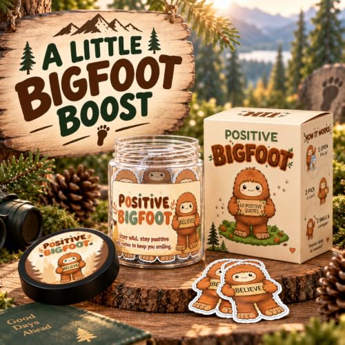 Positive Bigfoot Jar with 60 Daily Affirmation Cards, Bigfoot Gifts, Sasquatch Gifts for Men Women, Emotional Support Bigfoot Jar, Funny Gift for Dad or Husband - color: Positive Bigfoot