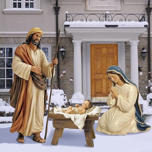 MorningRo 3 Pcs Metal Christmas Outdoor Nativity Scene Set (Retro) - size: 48.9''H