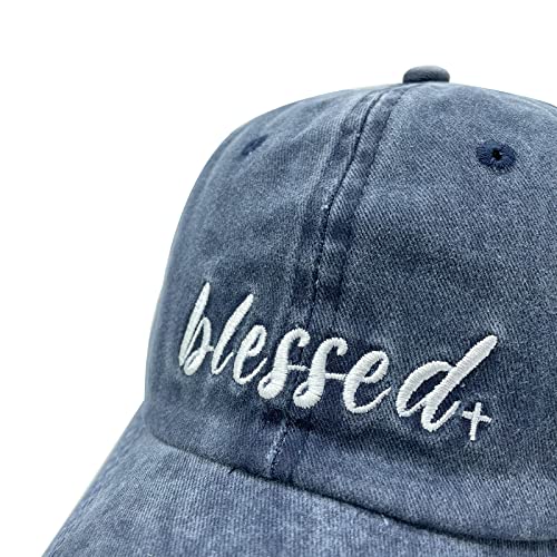 Waldeal Women's Embroidered Dad Hat, Adjustable Vintage Washed Cotton Baseball Cap for Men - color: Navy