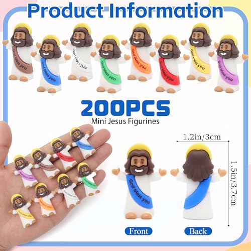 Yelakey Mini Jesus Figures 200pcs Little Tiny Jesus Figurines in Bulk Classic Religious Christ Savior Jesus Decor for Baptism Sunday Easter Egg Stuffers Brown - color: Brown, size: 200pcs mini jesus