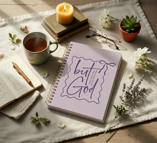 Christian Bible Notebook for Women Men,But God Inspirational Christian Church Notebook,Bible Study Supplies,Prayer Bible Supplies Journal,Cute Church Faith Journaling Notebook 5.5x8.3 - color: purple