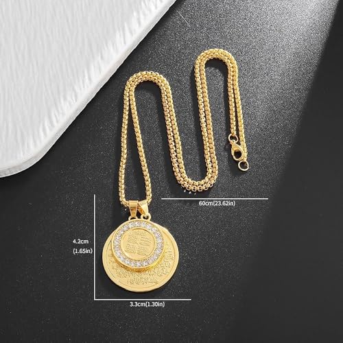 Arabic Scripture Double Disc Islamic Couple Twist Chain Necklace Unisex