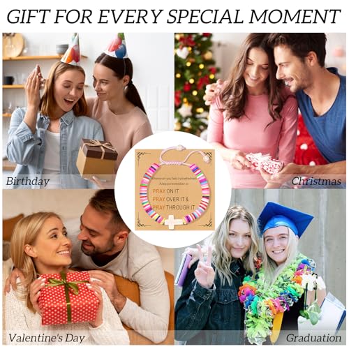 Cute Cross Bracelet Teen Girl Gifts Trendy Stuff Christian Gifts for Kids/Girls/Boys/Teens/Women Jewelry Colorful Jesus Bracelets Christmas Religious Communion Baptism Confirmation Gifts - color: 3-Pray