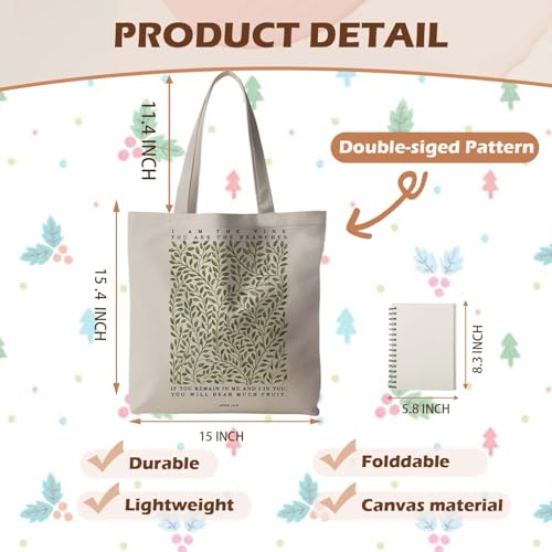 Christian Bible Canvas Tote Bag for women,15 x 15.4 Inches - color: Encourage Bigone