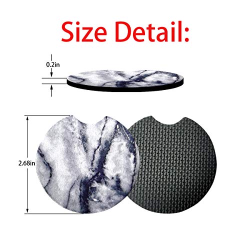 2 Pack Car Coasters for Drinks Absorbent - 2.75 Inch Cute Car Cup Holder Coasters for Women, Removable Cup Holder Coaster for Your Car, Car Interior Accessories for Women & Girls (White Marble) - color: White Marble